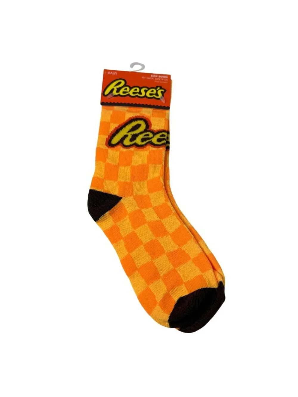 Reese's Peanut Butter Cup Kids Crew Socks Orange Size 9-3.5 NWT